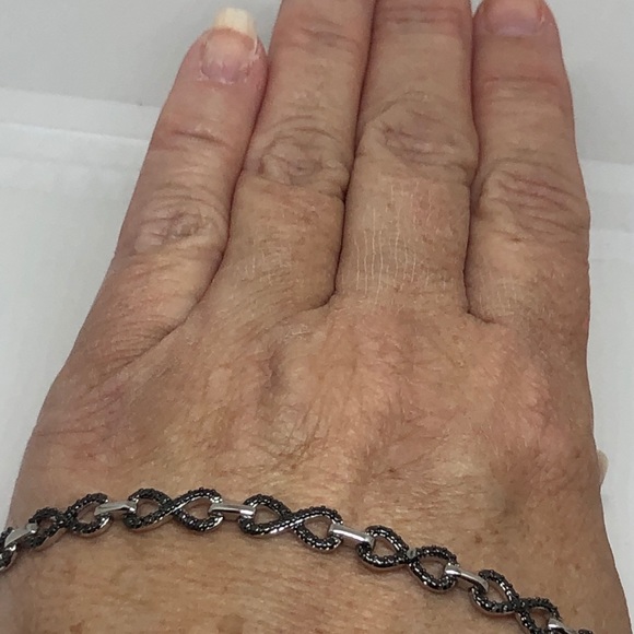 Black Gold Plated Bracelet /Diamond Accents - Picture 7 of 11